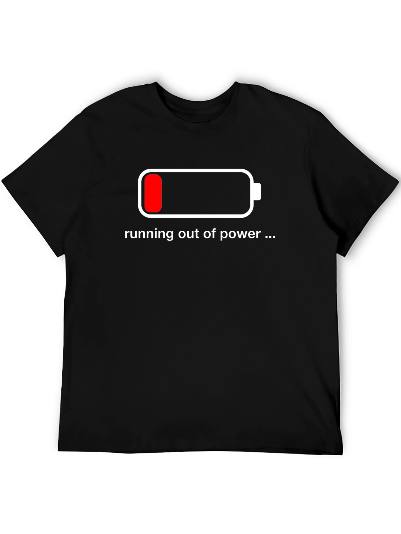 Black Running Out of Power T-Shirt - Low Battery Design view 5