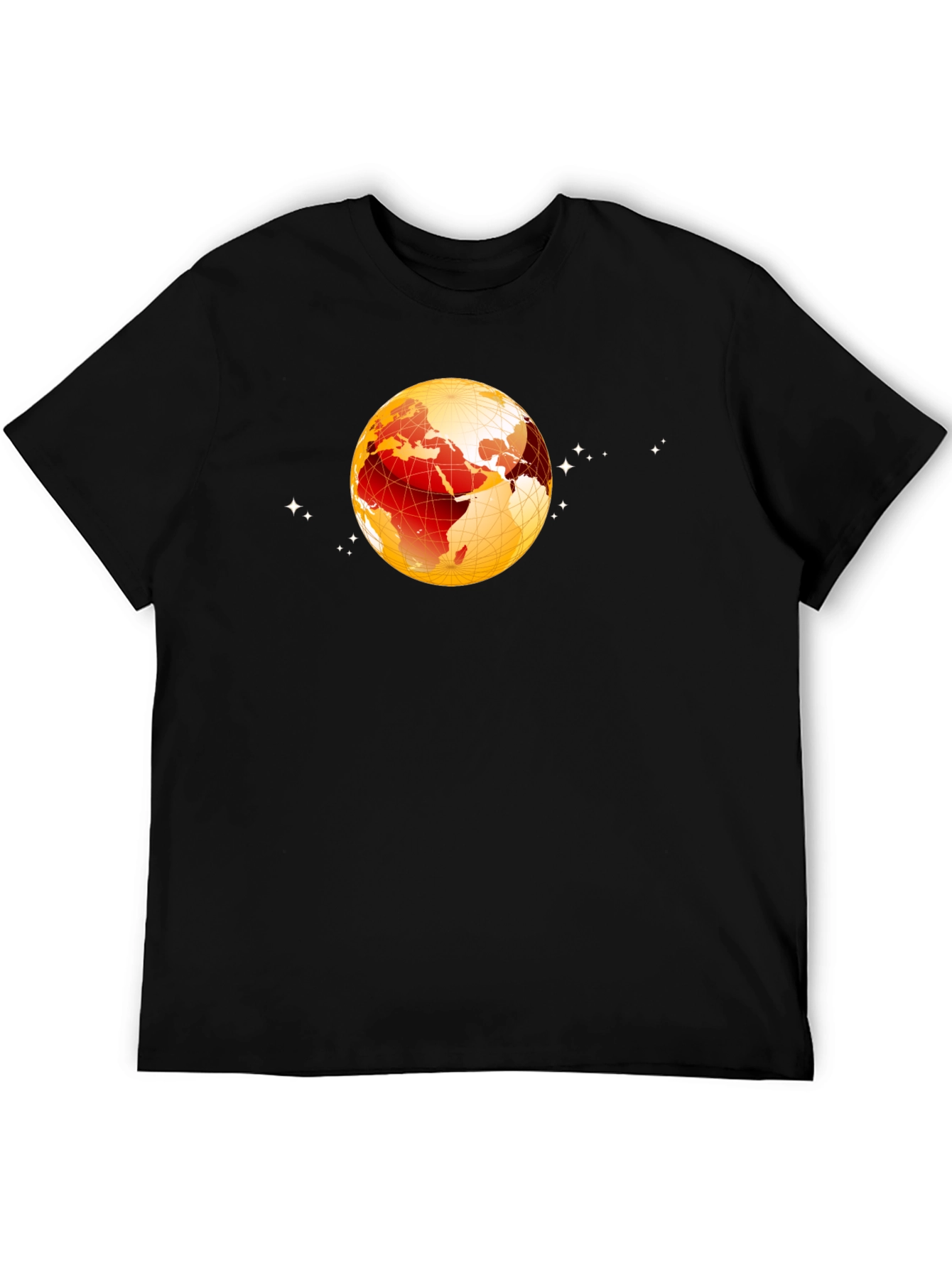Black Global Sphere Graphic Tee - Black Cotton T-Shirt view 5