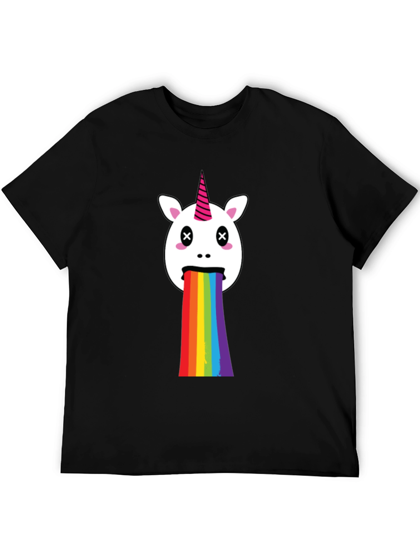 Black Unicorn Rainbow Puke Graphic Tee view 5