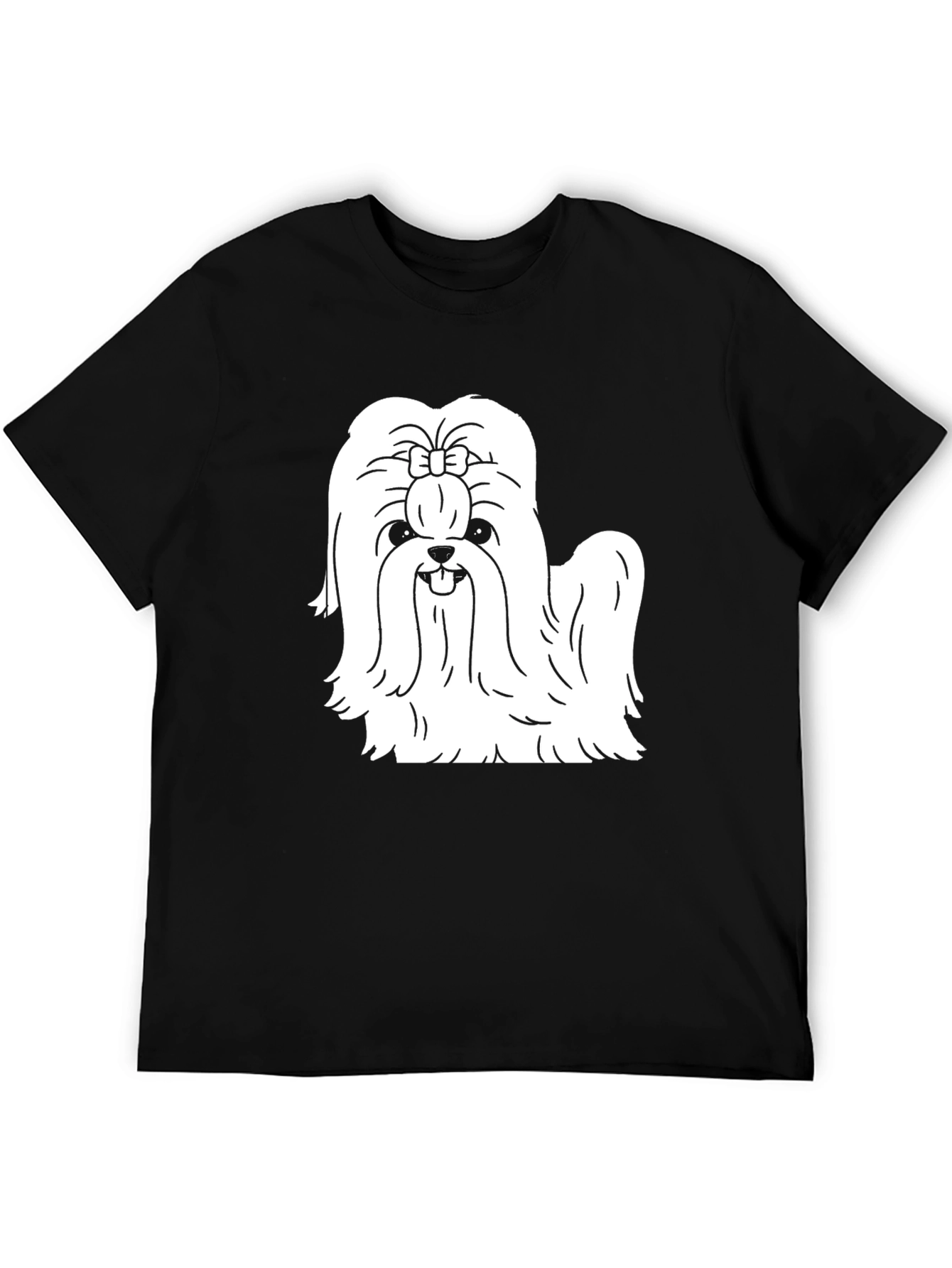 Black Cute Dog Graphic Tee - Black Cotton Blend T-Shirt view 5