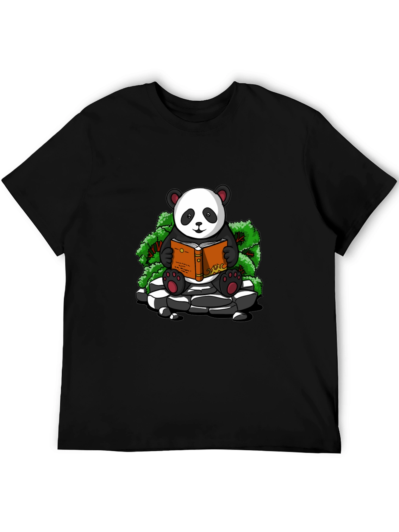 Black Panda Reader Graphic Tee - Black Cotton T-Shirt view 5