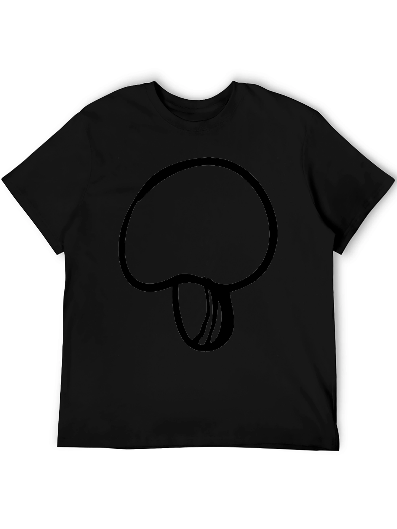 Black Mushroom Outline Black T-Shirt - Casual Style view 5