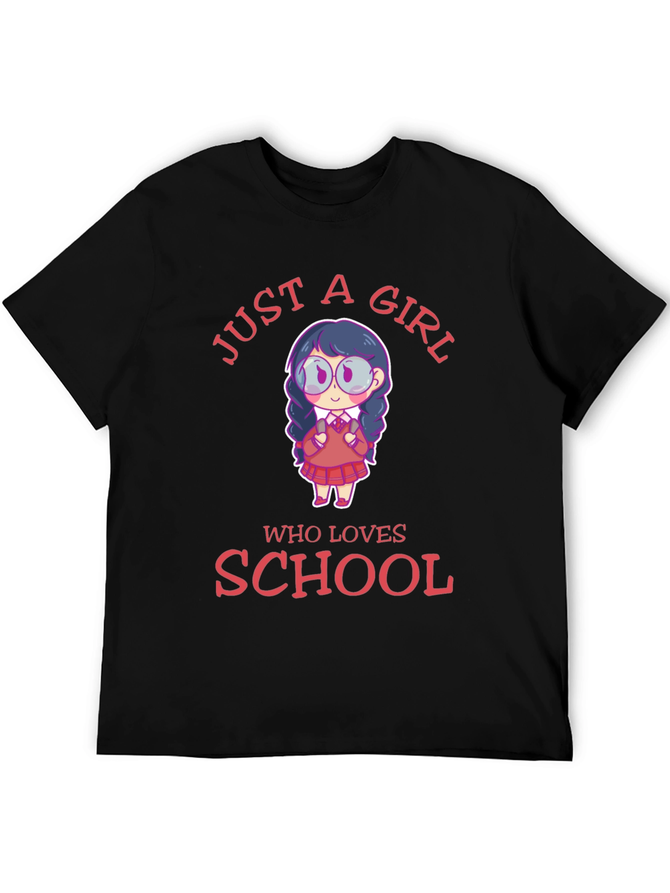 Black Just A Girl Who Loves School T-Shirt view 5