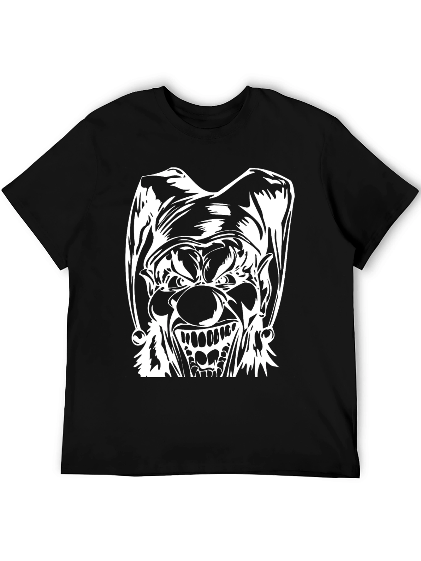 Black Men's Black T-Shirt with Evil Clown Graphic view 5