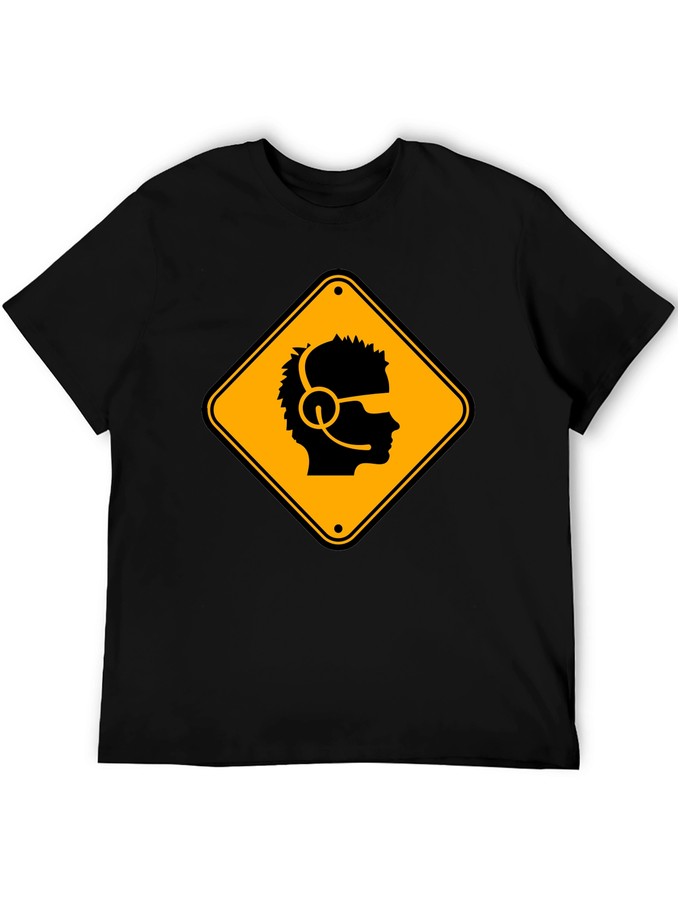 Black Gamer Hazard T-Shirt - Black Cotton Crew Neck Tee view 5