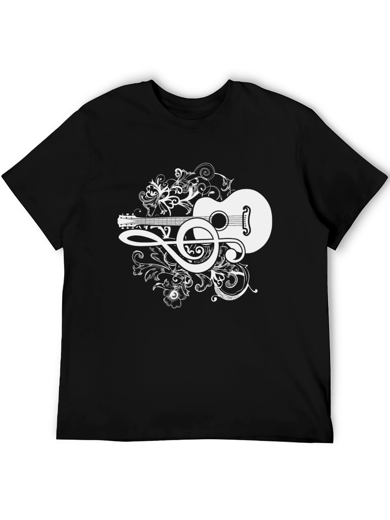 Black Guitar Music Graphic Tee - Black Cotton Blend view 5