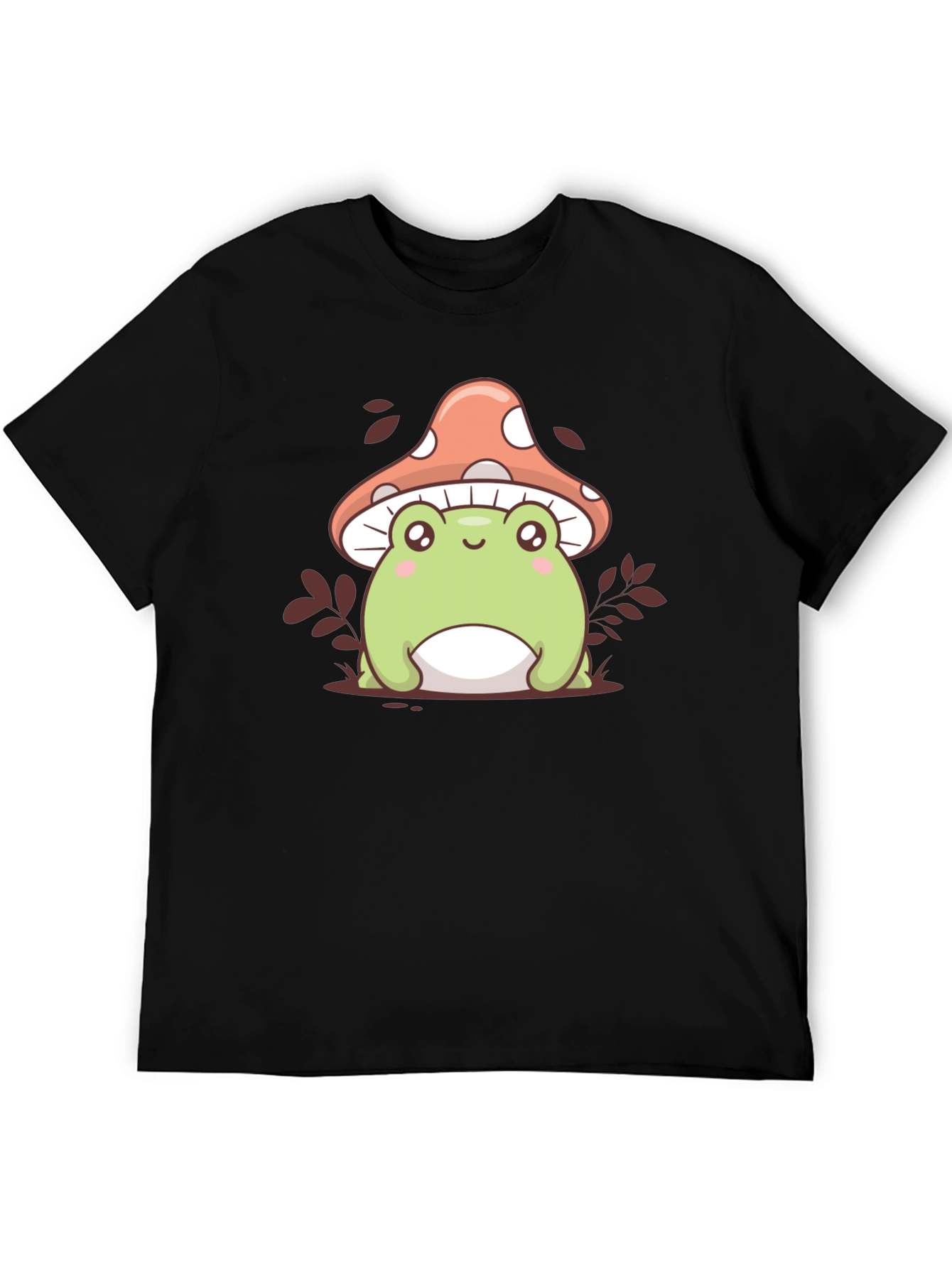 Black Cute Frog & Mushroom Graphic Tee view 5