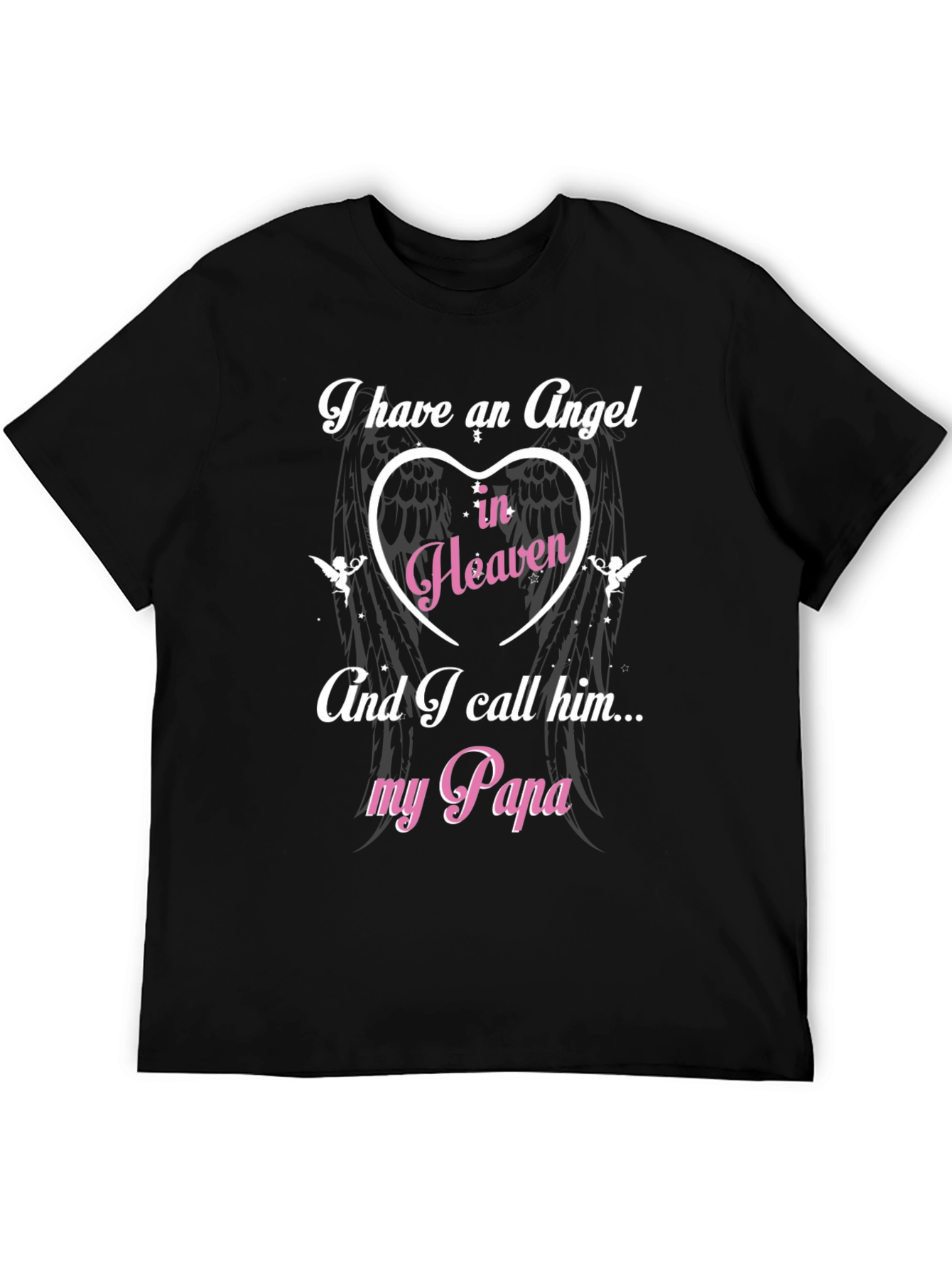 Black Angel in Heaven Papa T-Shirt view 5