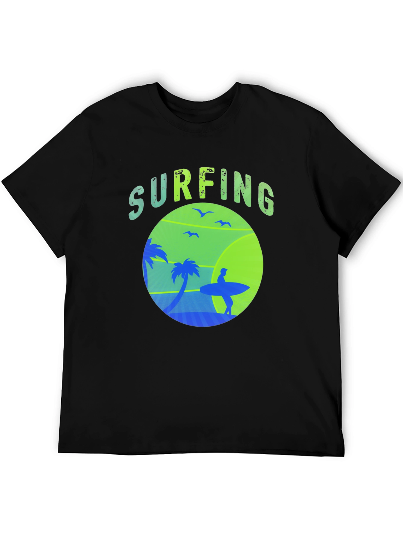 Black Surfing Graphic Tee - Black Crew Neck view 5
