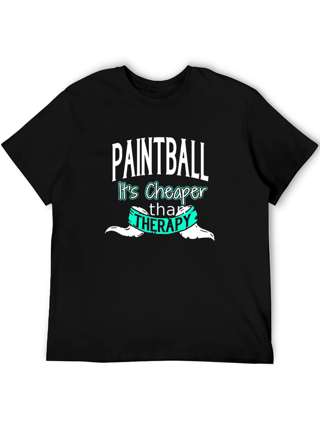 Black Paintball Therapy Funny T-Shirt view 5
