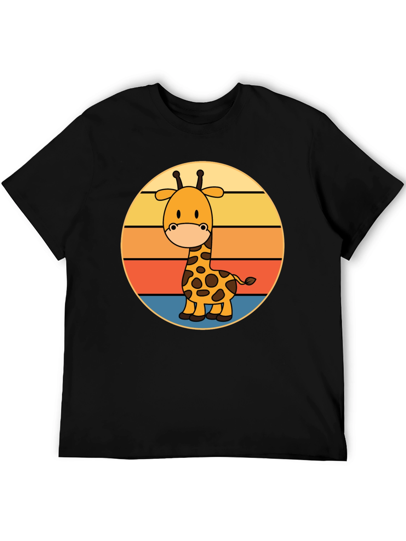 Black Giraffe Retro Sunset T-Shirt view 5