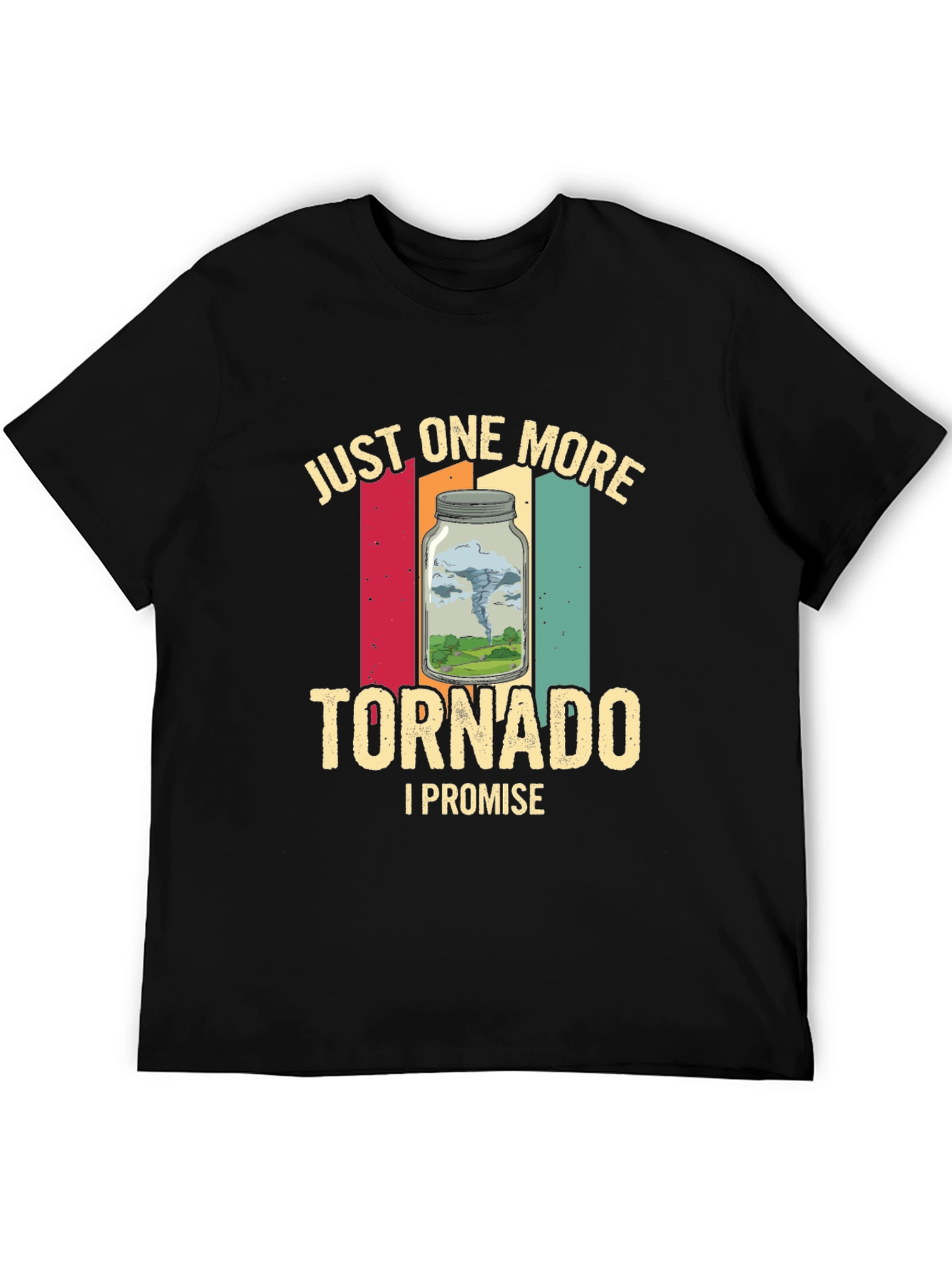 Black Funny Tornado T-Shirt, Just One More Tornado Tee view 5