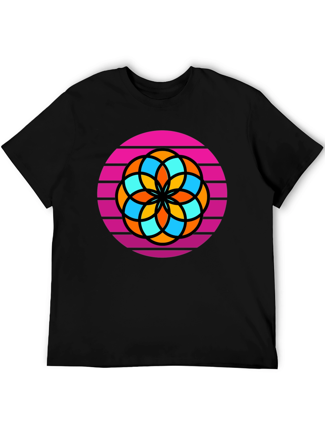 Black Retro Flower Graphic Tee - Men's Black T-Shirt view 5