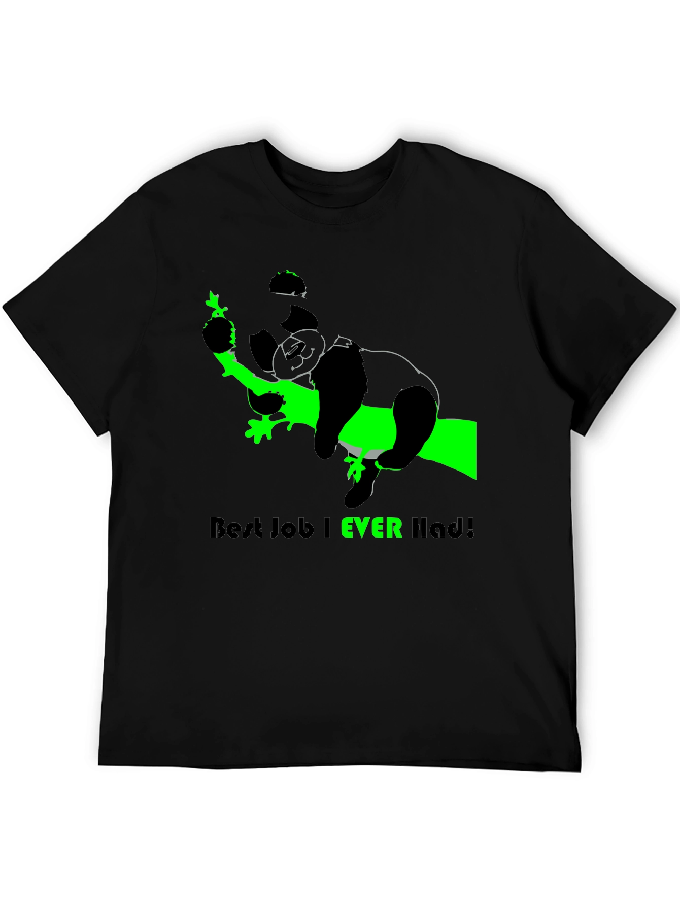 Black Best Job Ever T-Shirt - Relaxed Panda Design view 5