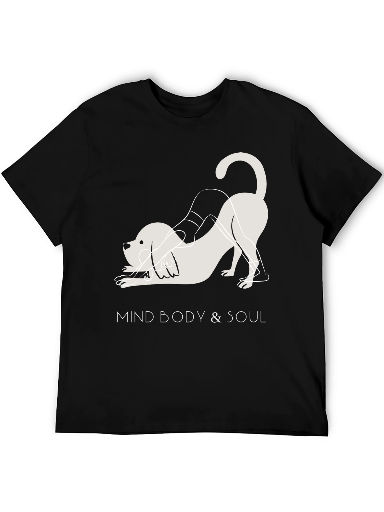 Black Mind Body & Soul Yoga Dog Black T-Shirt view 5