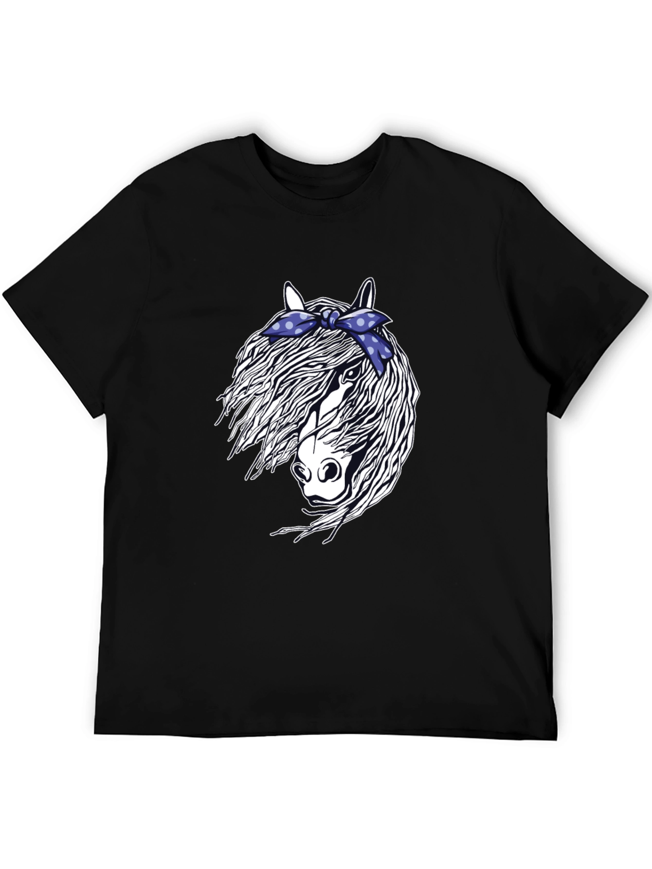 Black Horse with Bandana Graphic T-Shirt view 5