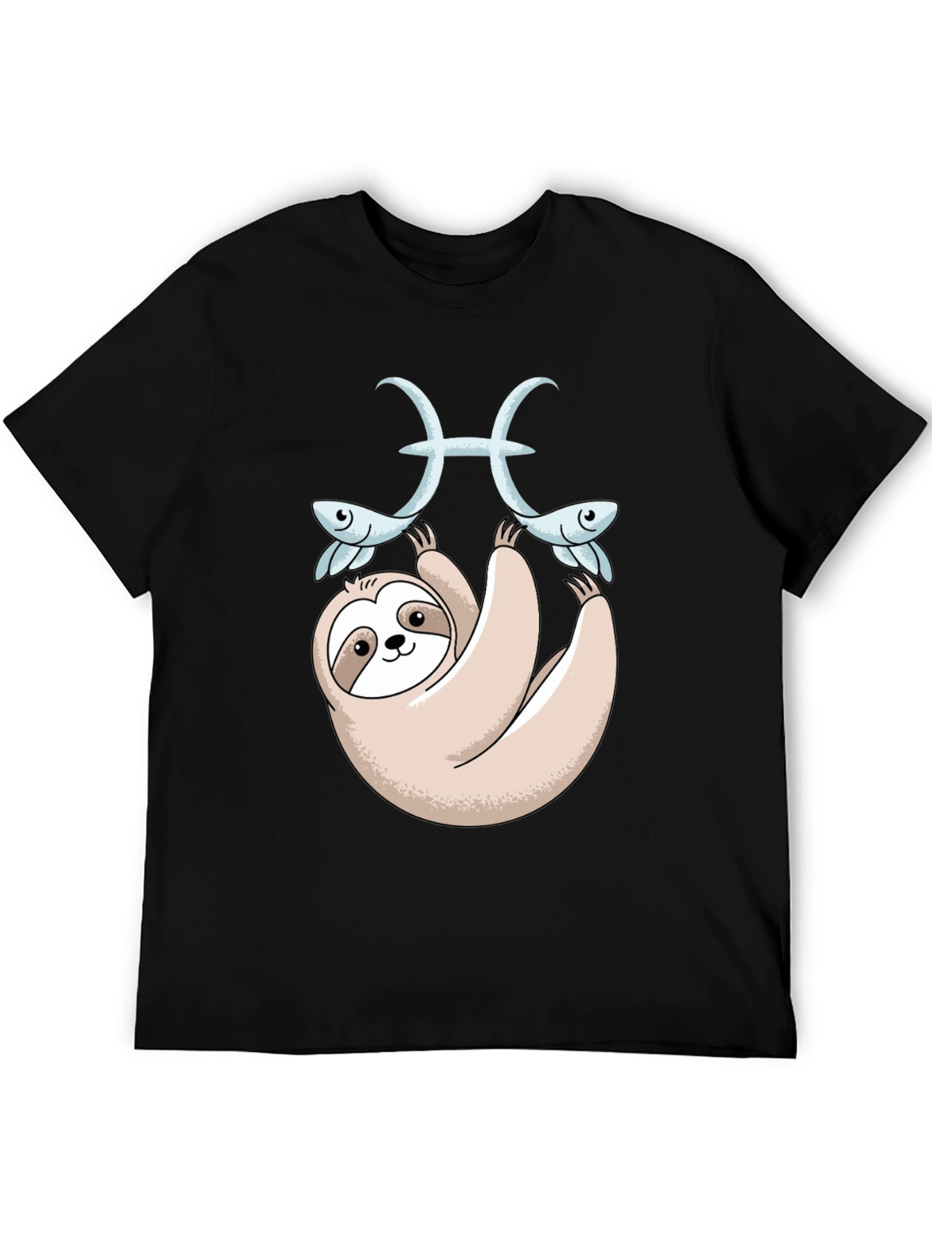 Black Sloth Pisces Zodiac T-Shirt Funny Horoscope Tee view 5