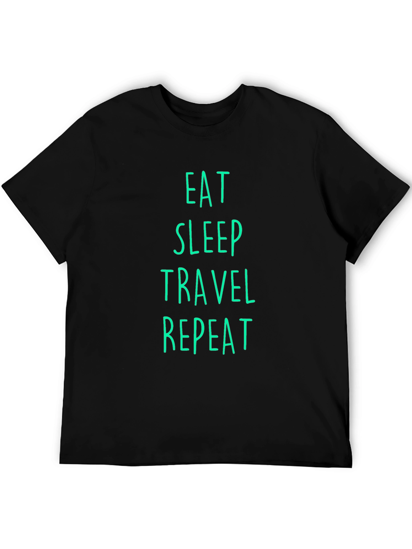 Black Eat Sleep Travel Repeat Graphic Tee - Black view 5