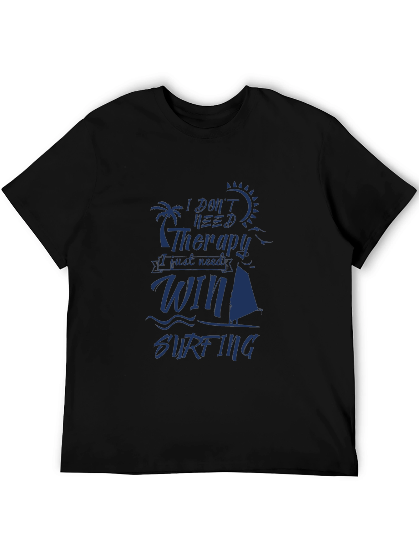 Black Windsurfing Therapy Tee - Black Cotton T-Shirt view 5