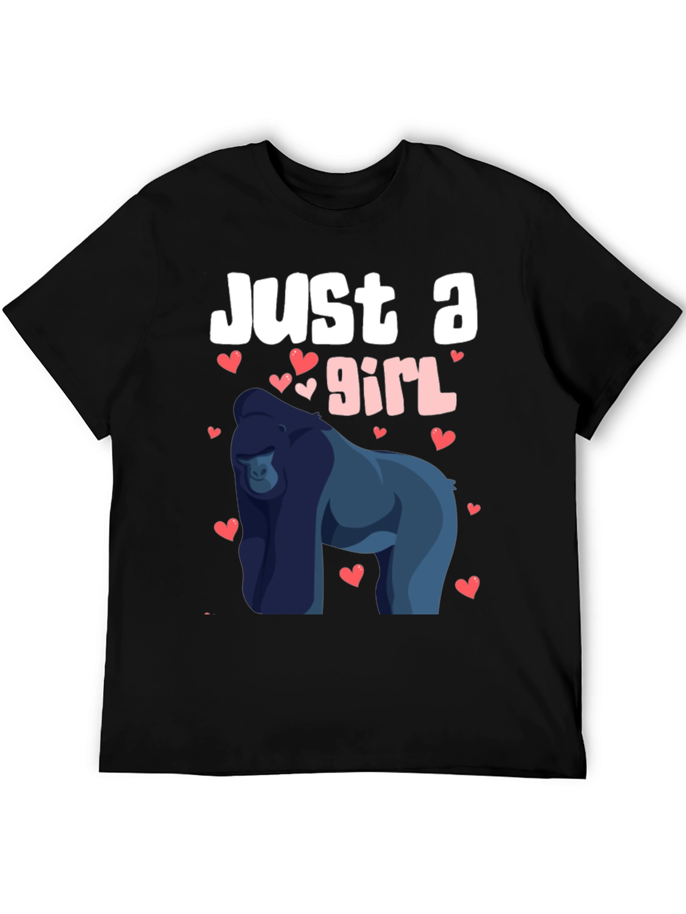 Black Just a Girl Who Loves Gorillas T-Shirt view 5