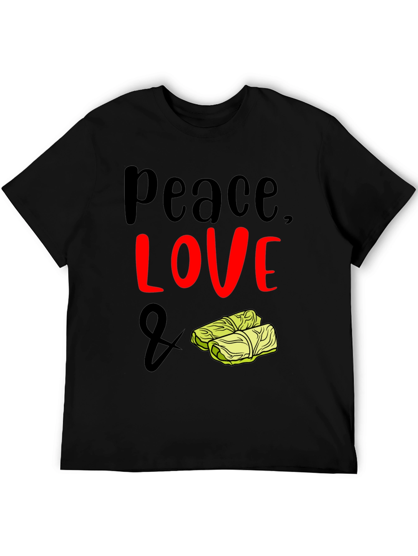 Black Peace, Love & Cabbage Roll T-Shirt view 5