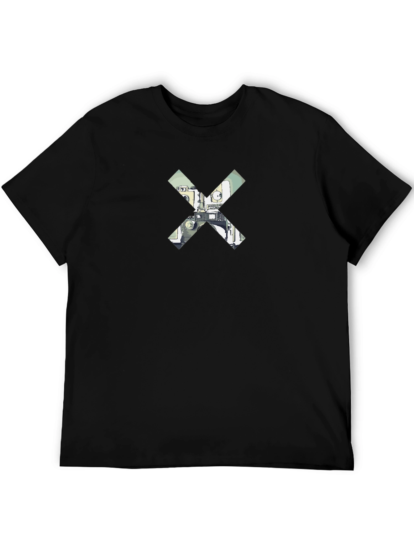 Black Abstract X Graphic Black T-Shirt view 5