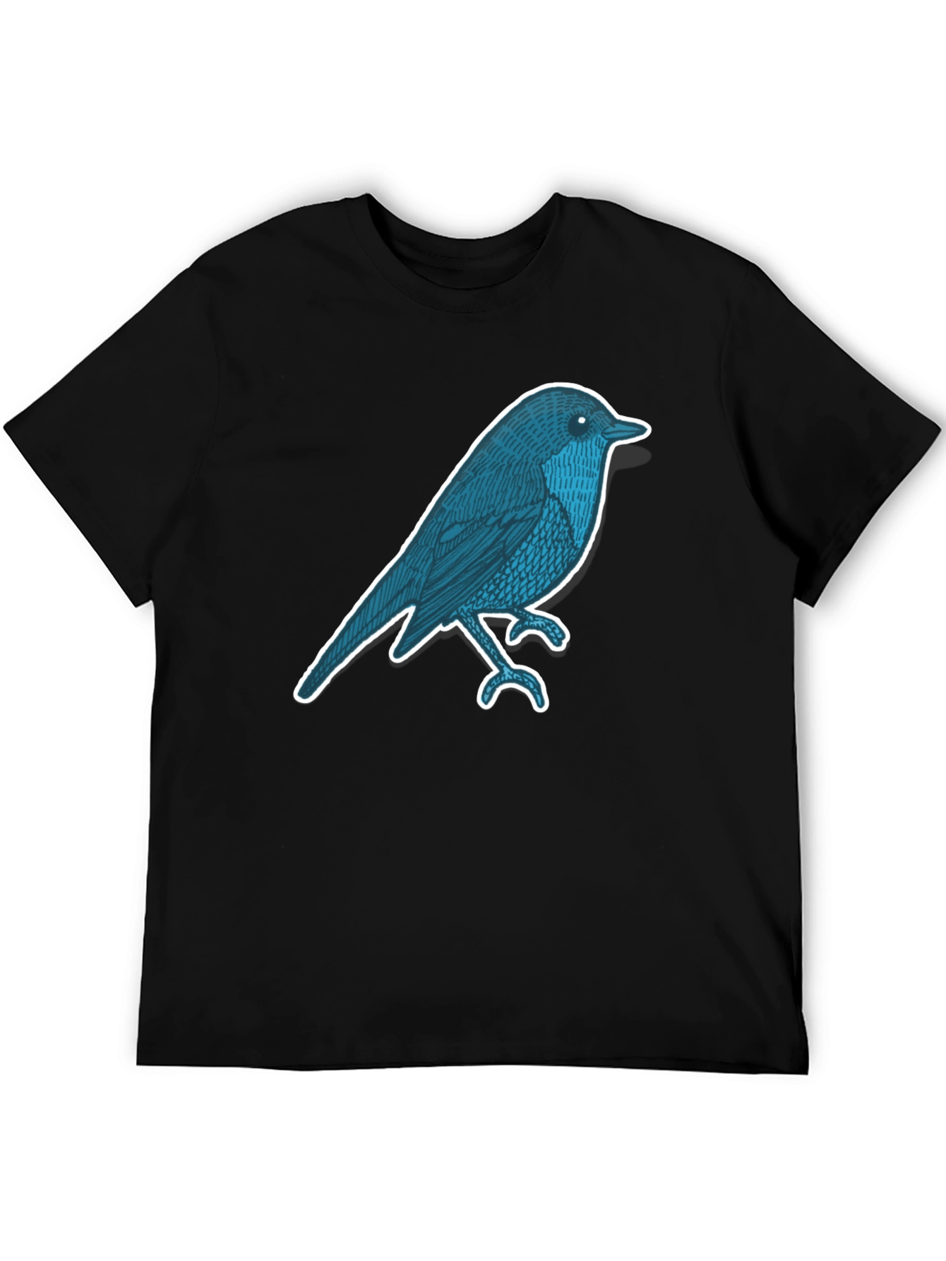 Black Men's Black T-Shirt with Bird Graphic view 5
