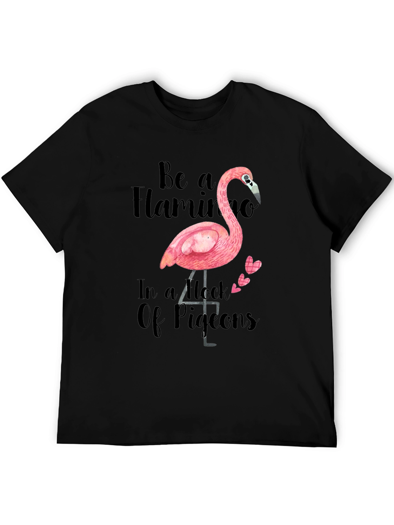 Black Be a Flamingo T-Shirt - Quirky Graphic Tee view 5
