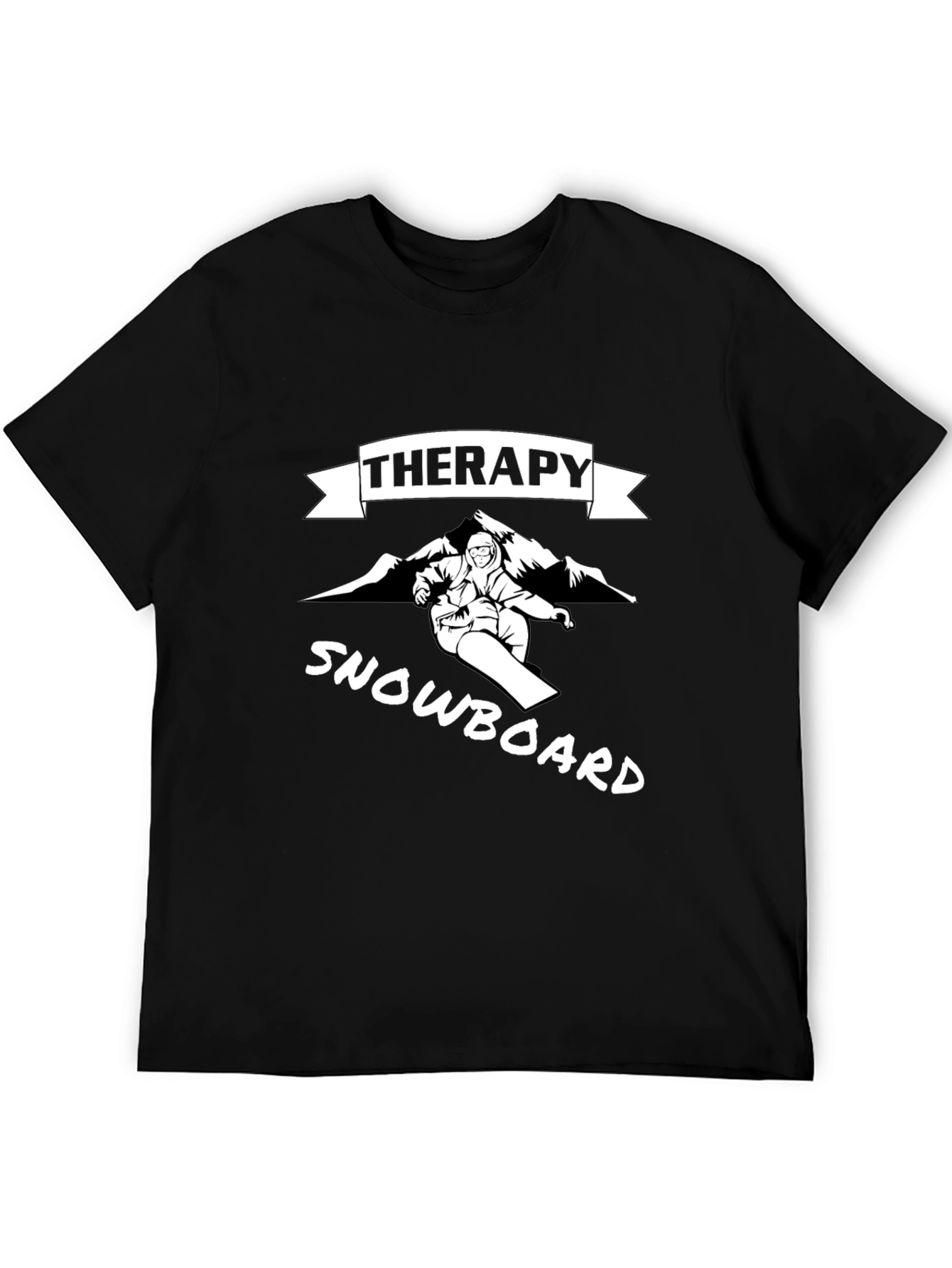 Black Therapy Snowboard T-Shirt - Unisex Black Tee view 5
