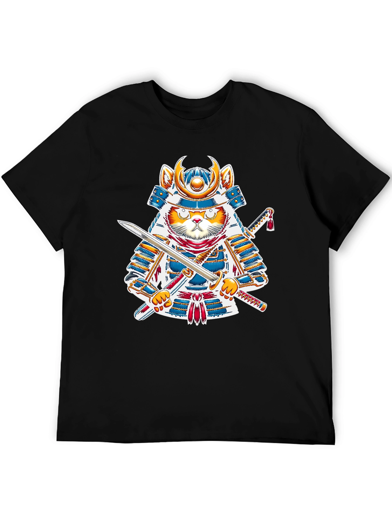 Black Samurai Cat T-Shirt - Warrior Kitten Graphic Tee view 5