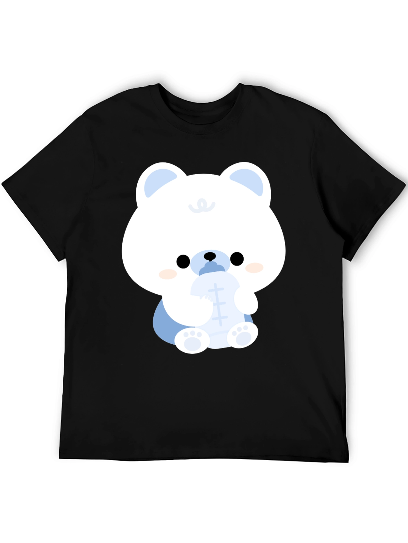 Black Cute Cartoon Bear Black T-Shirt view 5