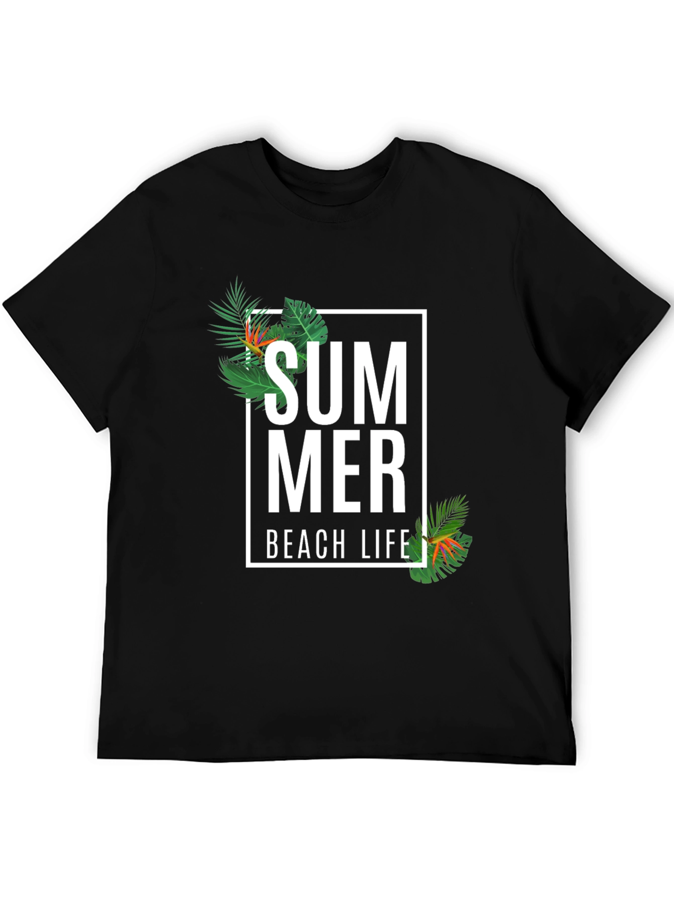 Black Summer Beach Life Graphic Tee - Black Casual T-Shirt view 5