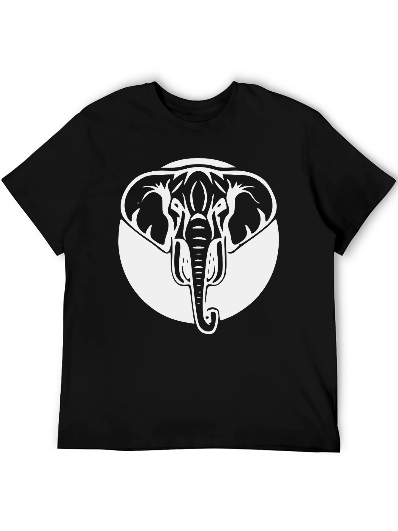 Black Elephant Graphic Tee - Black Crew Neck Cotton Shirt view 5