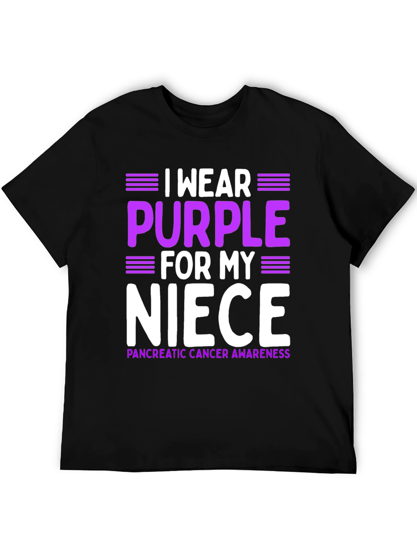 Black I Wear Purple For My Niece T-Shirt Pancreatic Cancer Awareness view 5