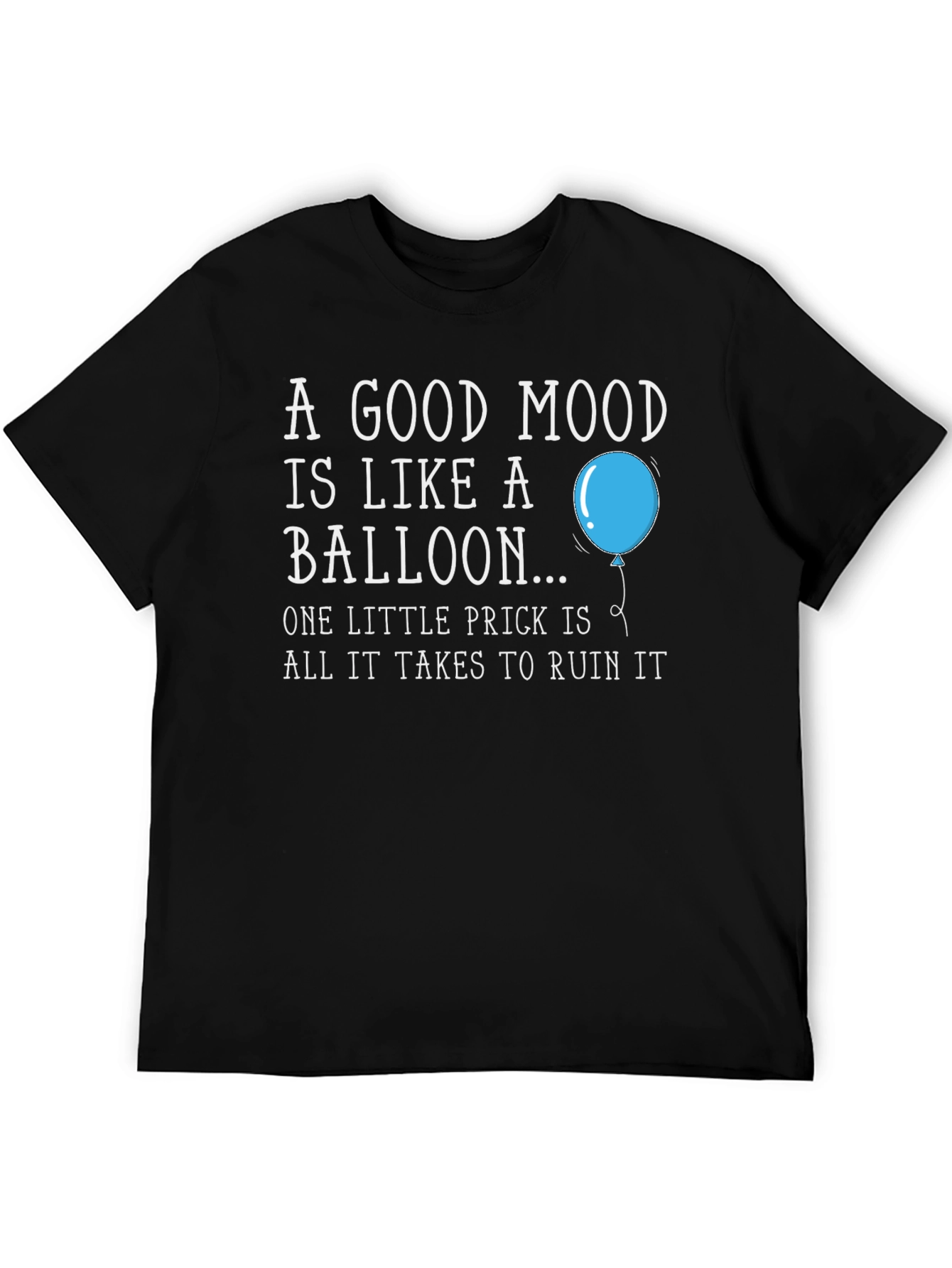 Black Good Mood Balloon Graphic T-Shirt - Funny Humor Tee view 5