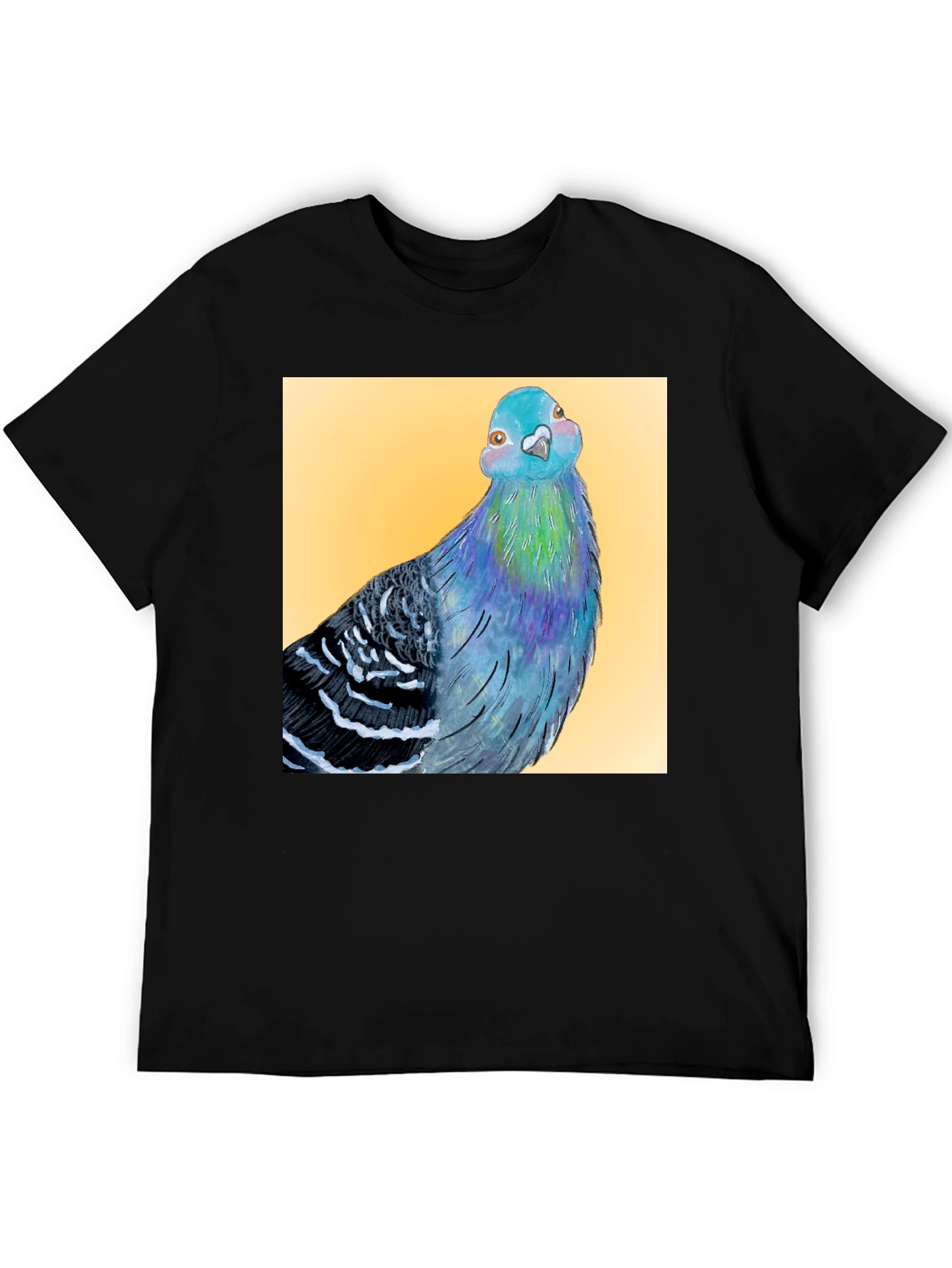 Black Pigeon Graphic T-Shirt - Unique Bird Art Tee view 5