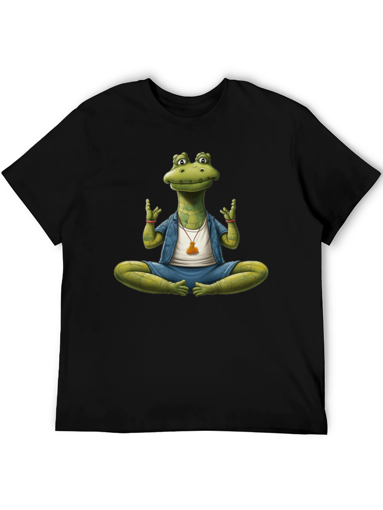 Black Yoga Alligator T-Shirt - Meditating Reptile Tee view 5