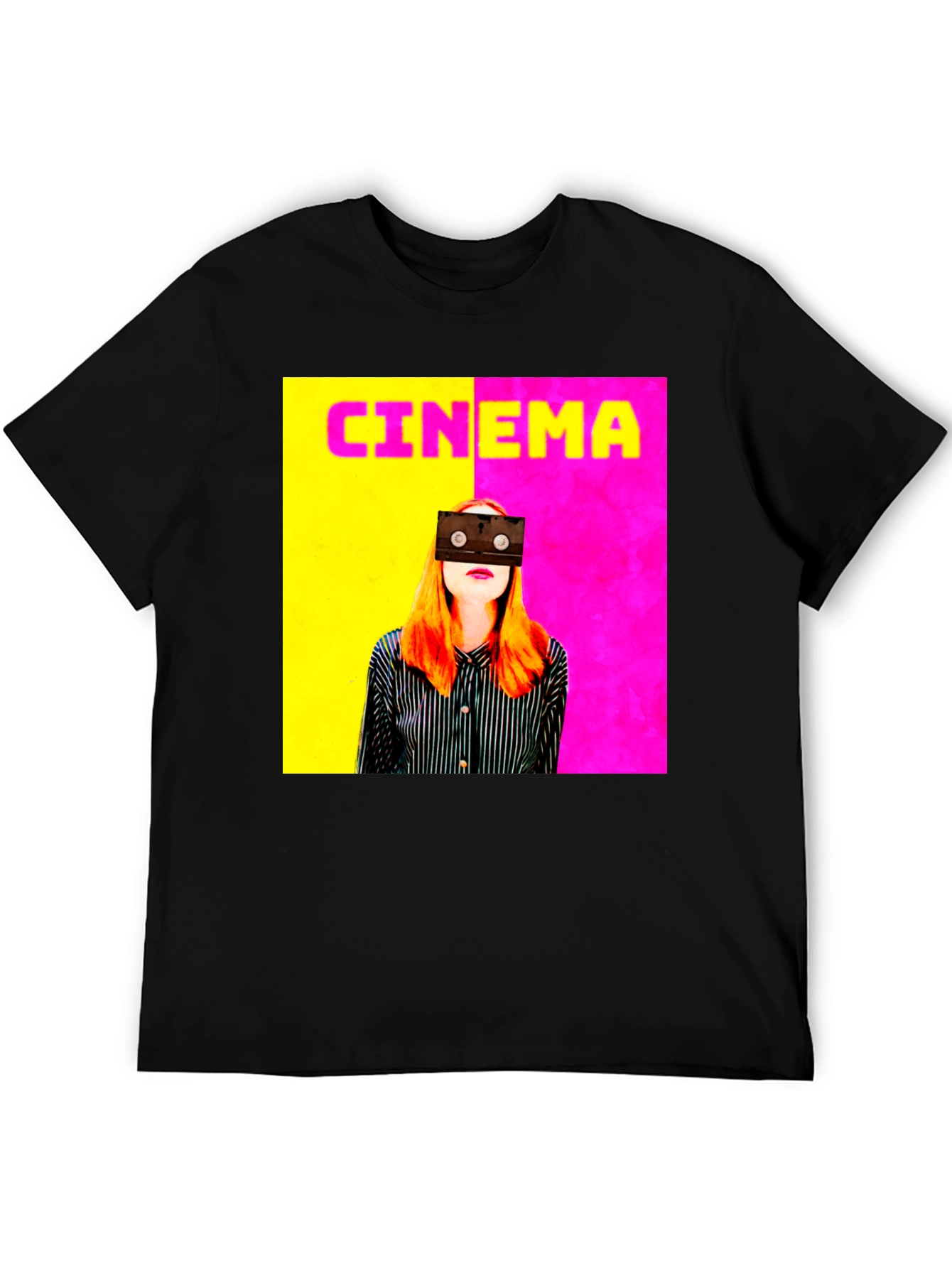 Black Cinema Graphic Tee - Retro Film T-Shirt view 5