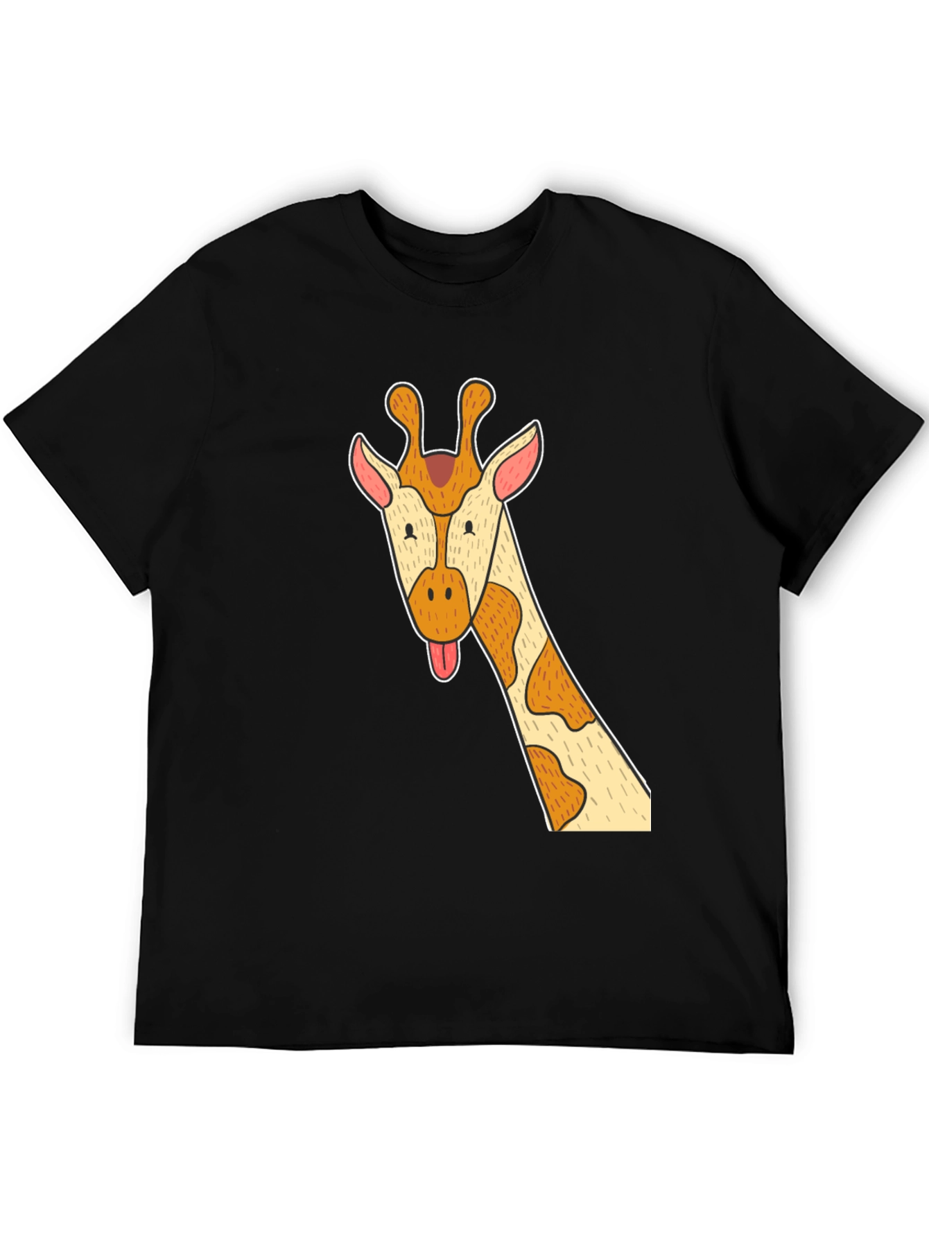 Black Giraffe Graphic Tee - Black Cotton T-Shirt view 5