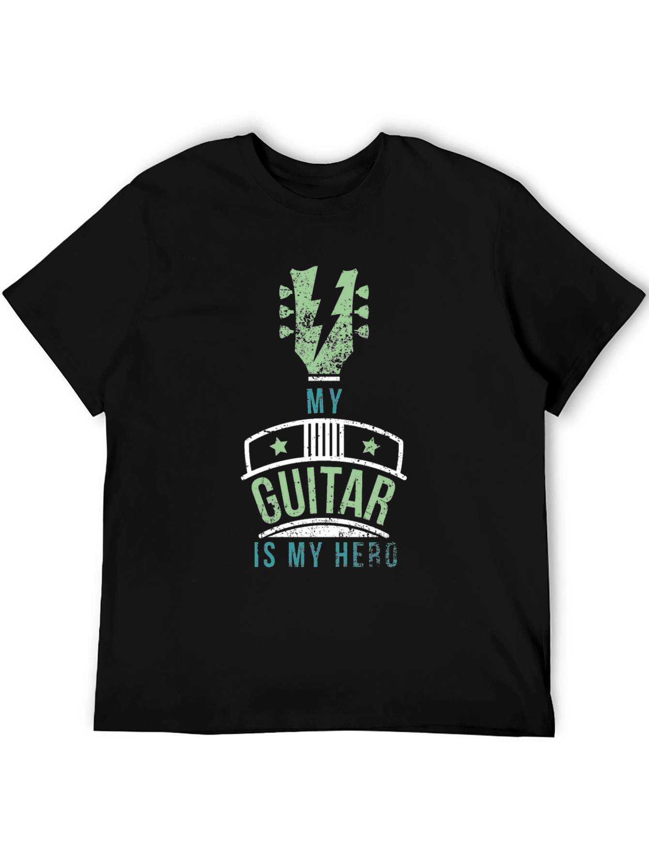 Black My Guitar Is My Hero T-Shirt view 5
