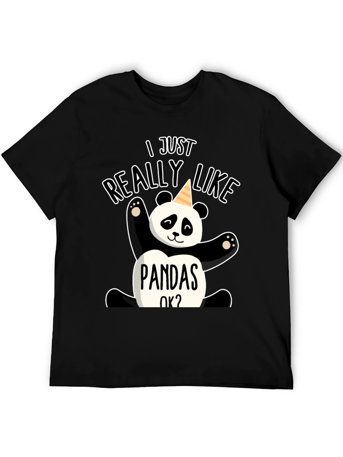 Black I Just Really Like Pandas OK? Graphic Tee view 5