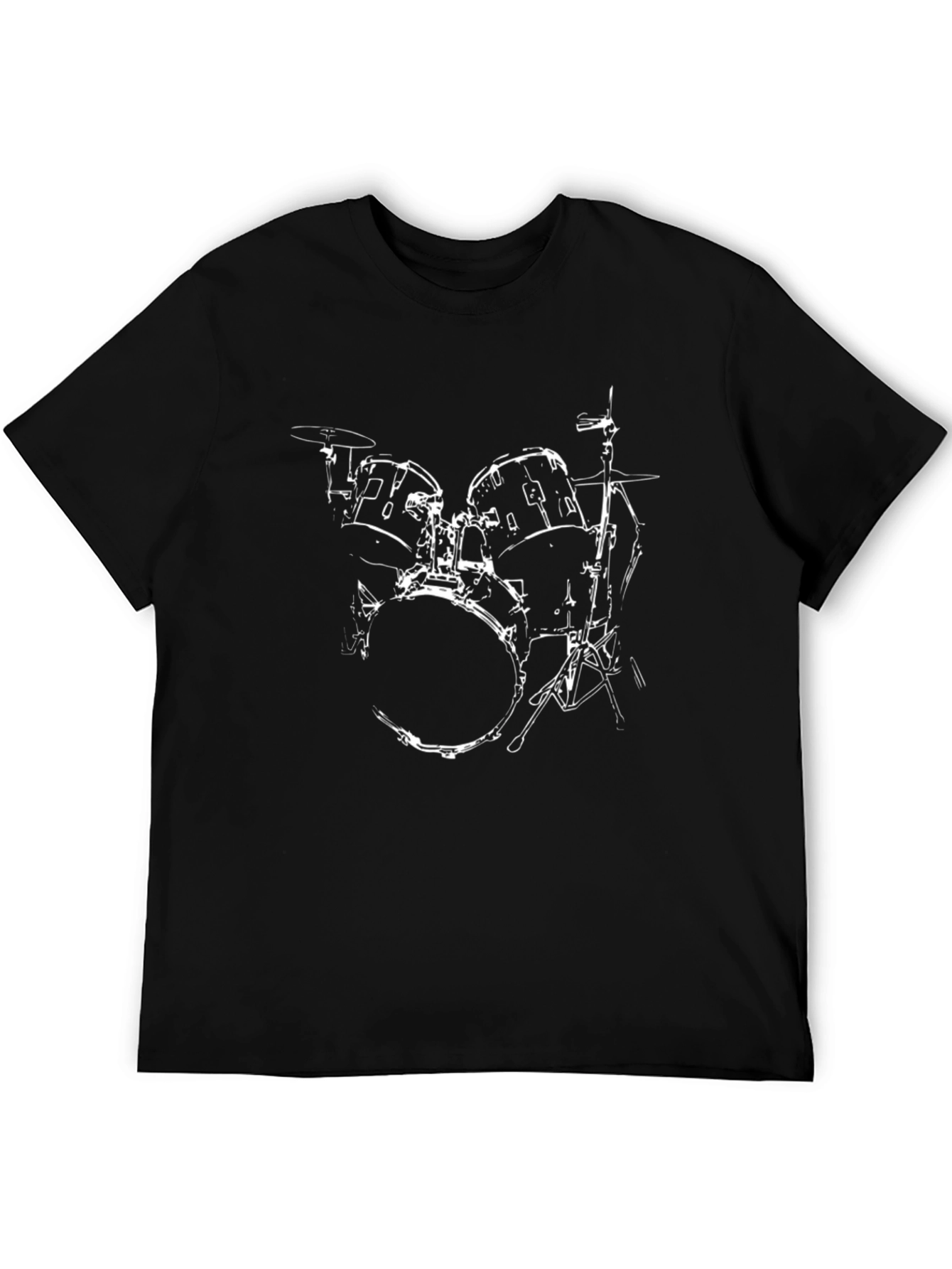Black Drum Kit Graphic T-Shirt - Black Cotton Tee view 5