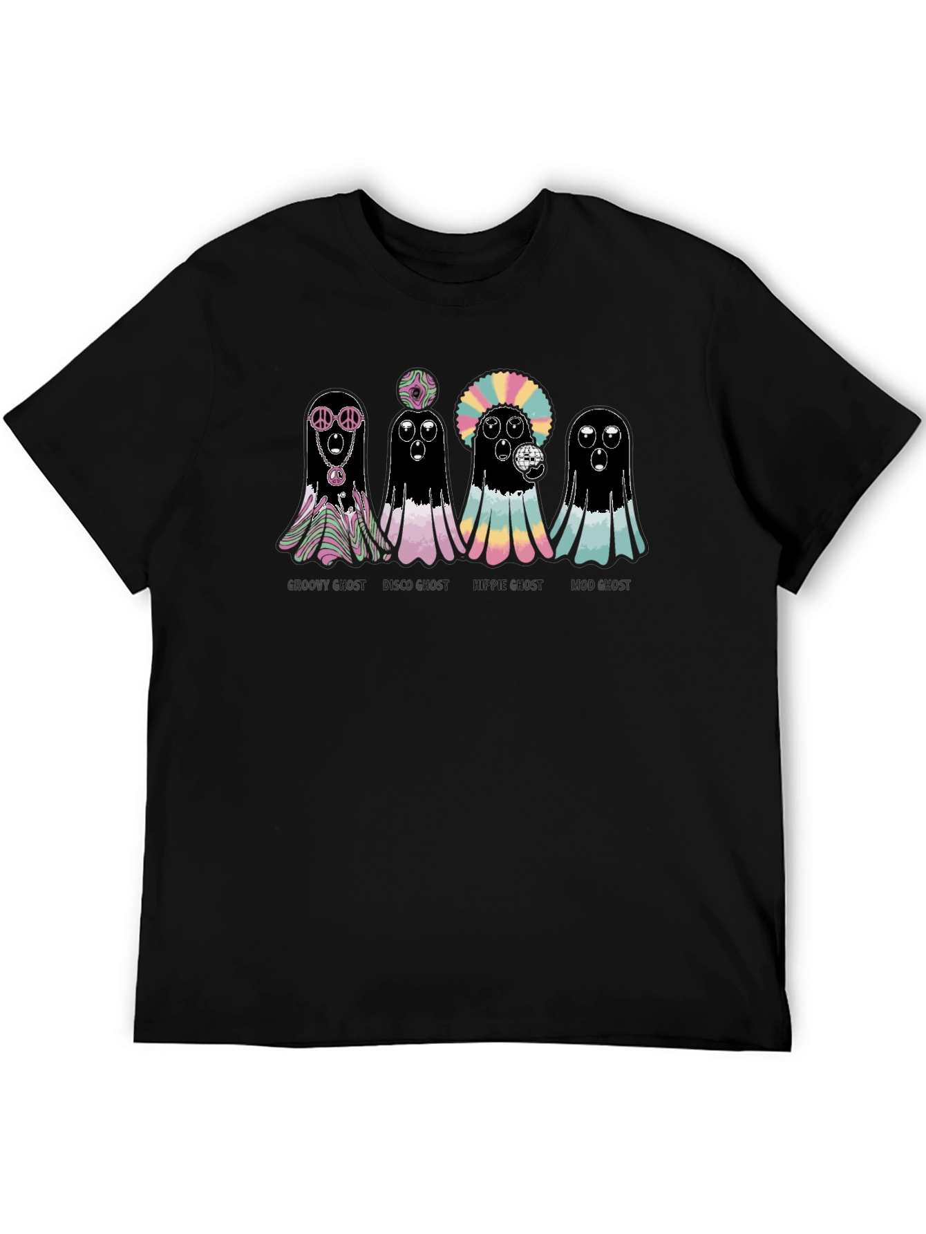 Black Groovy Ghost T-Shirt - Halloween Fun view 5
