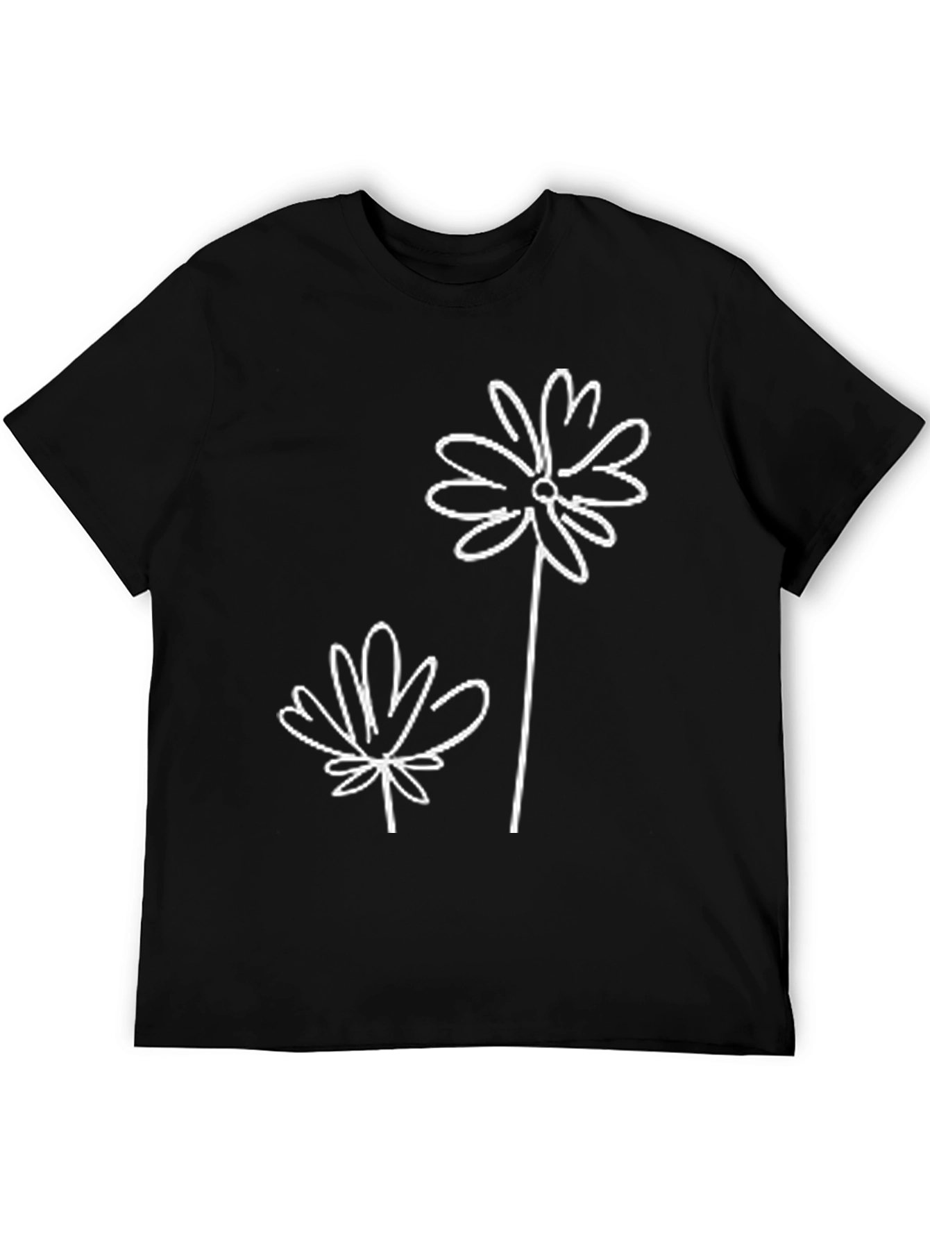 Black Modern Floral Graphic Black T-Shirt view 5