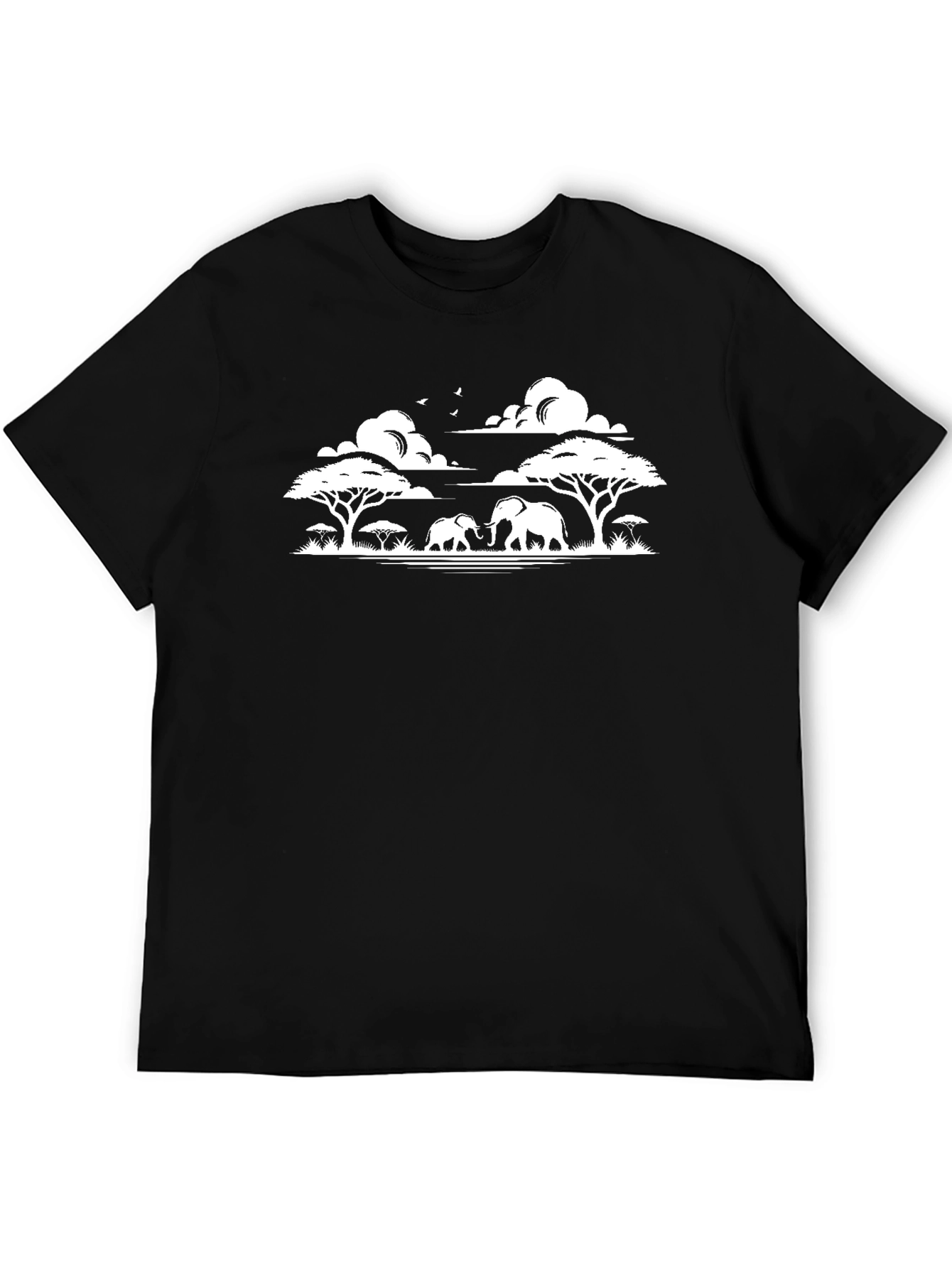 Black Elephant Silhouette Black T-Shirt view 5