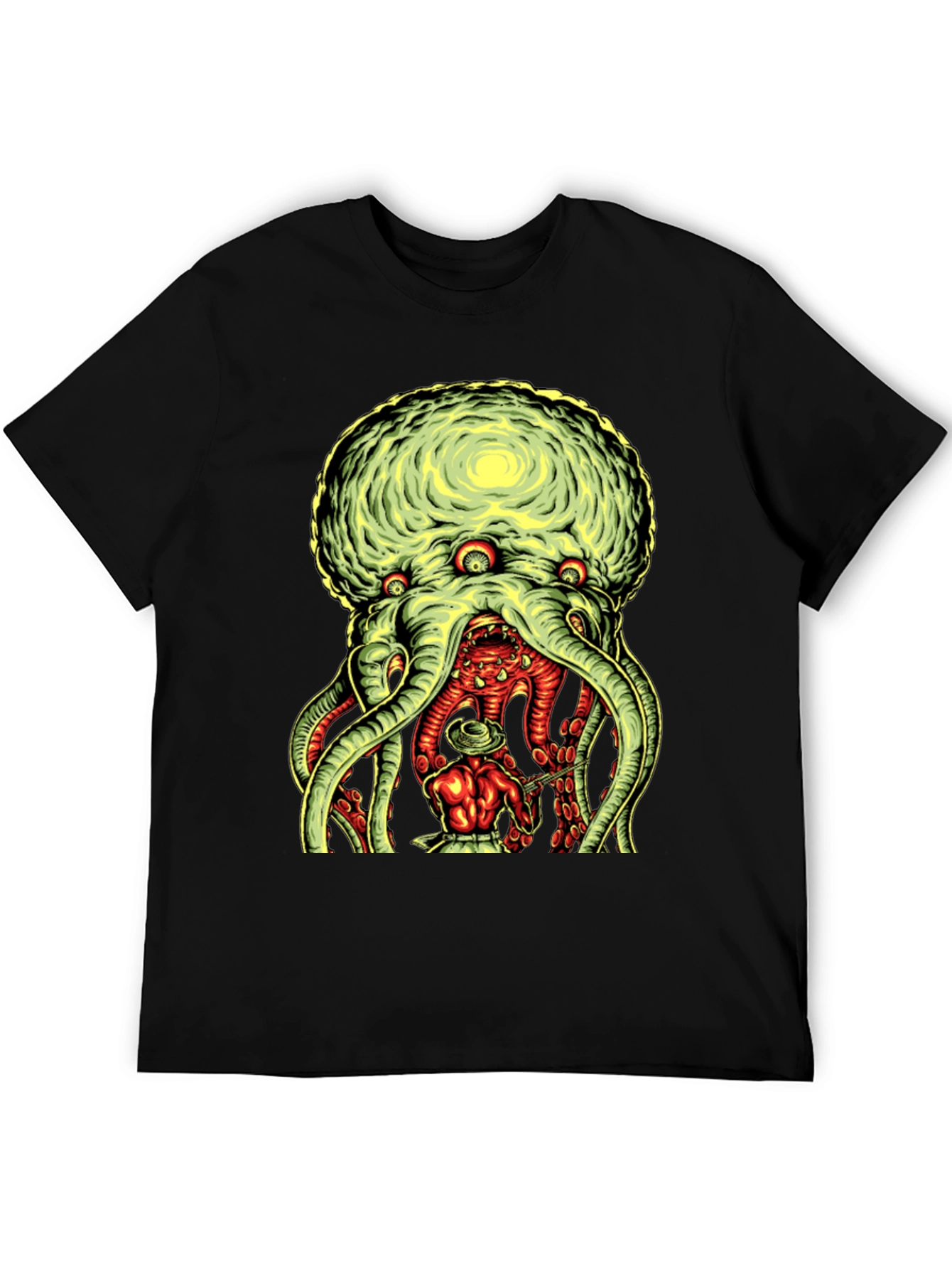 Black Tentacle Monster Graphic Tee - Black Cotton T-Shirt view 5