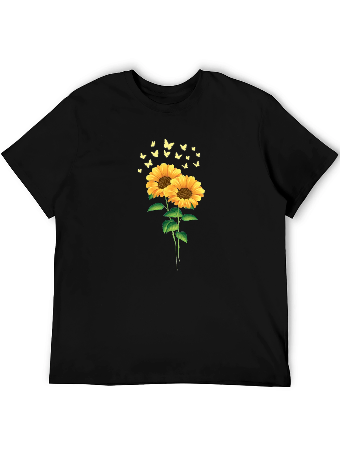 Black Sunflower Butterfly Graphic Tee view 5