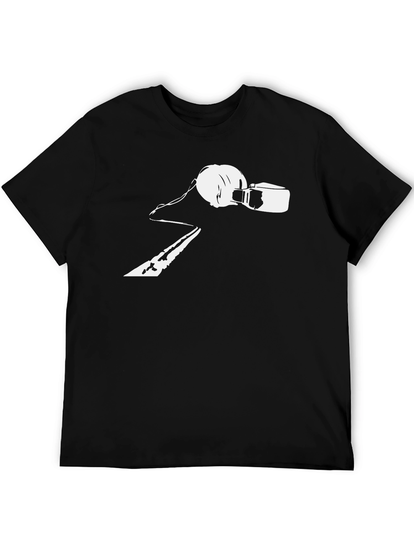 Black Retro Music T-Shirt - DJ Headphones & Cassette Design view 5