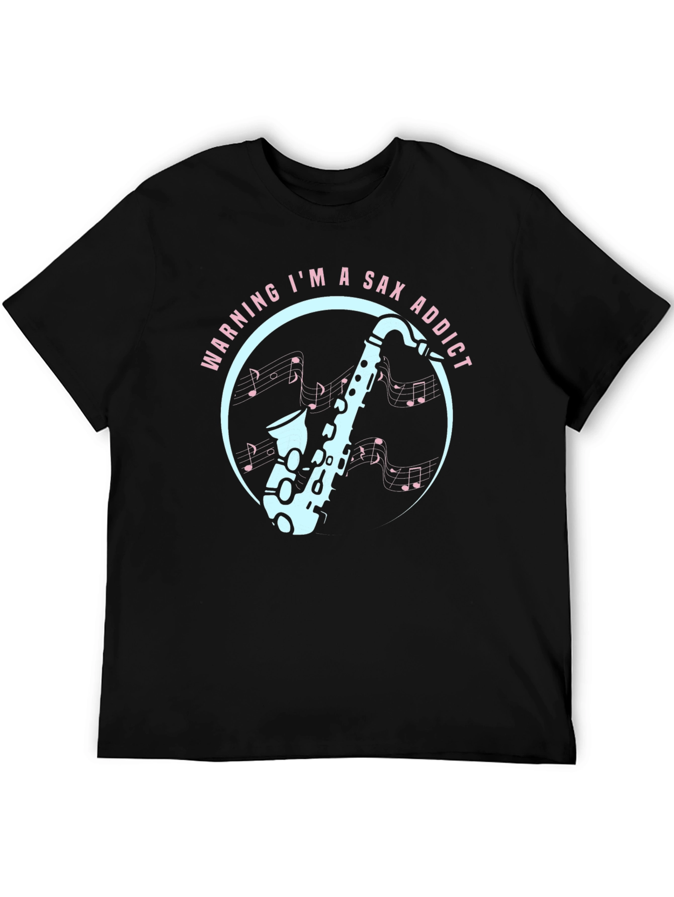 Black Sax Addict Graphic Tee - Musician's Humor T-Shirt view 5