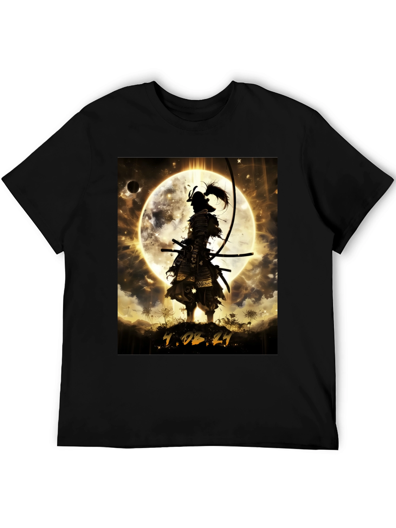 Black Samurai Moon Graphic T-Shirt - Warrior Style view 5